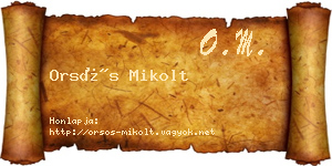 Orsós Mikolt névjegykártya